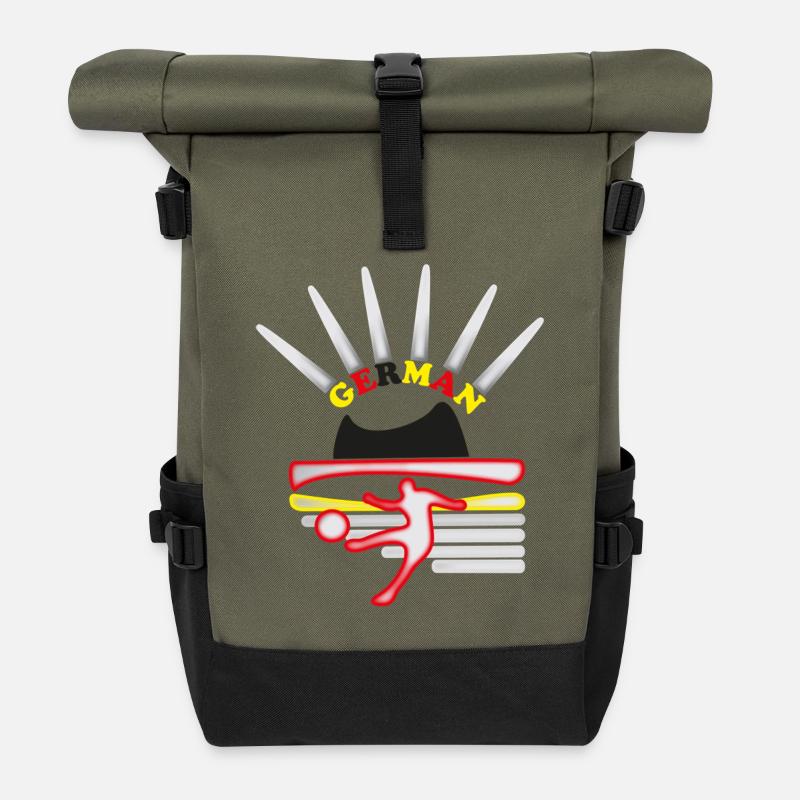 Soccer Soccer Players - Roll Top Backpack - olive/black