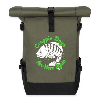 Perche, Crappie, Poisson, Poisson-Lun - Sac à dos roll top - olive/noir - Devant