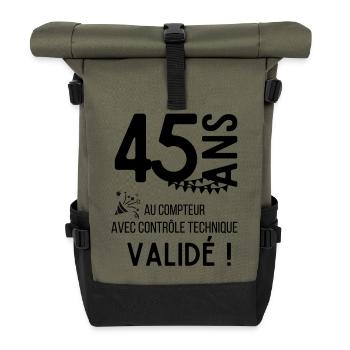 Cadeau Anniversaire 45 ans au controle technique - Sac à dos roll top - olive/noir - Devant
