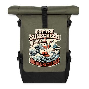 Lustiger Spruch Möwe Sommer - Rolltop Rucksack - Olive/Schwarz - Vorne