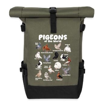 Pigeons of the World Bird Species Map Ornithology - Roll Top Backpack - olive/black - Front
