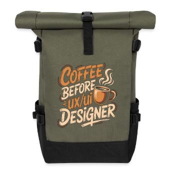 UX/UI Designer Coffee Graphic Design Coffee Lover - Rolltop Rucksack - Olive/Schwarz - Vorne