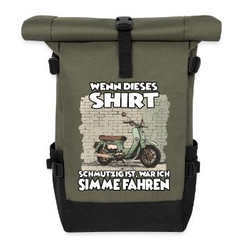 DDR Simson-S51 Motiv– Ostblock Kult für Moped Fans - Rolltop Rucksack - Olive/Schwarz - Vorne