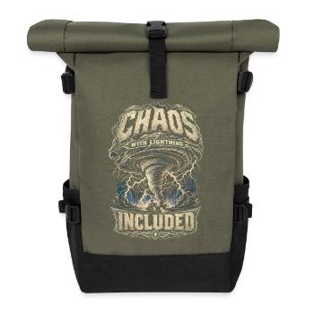 Sturmjäger Meteorologe Chaos With Lightning - Roll Top Backpack - olive/black - Front