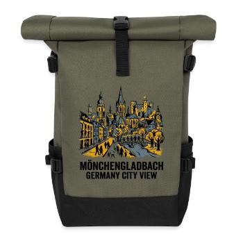 Mönchengladbach Germany Skyline And Local - Rolltop Rucksack - Olive/Schwarz - Vorne