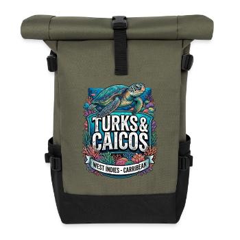 Turks Caicos Turtles Underwater World - Roll Top Backpack - olive/black - Front