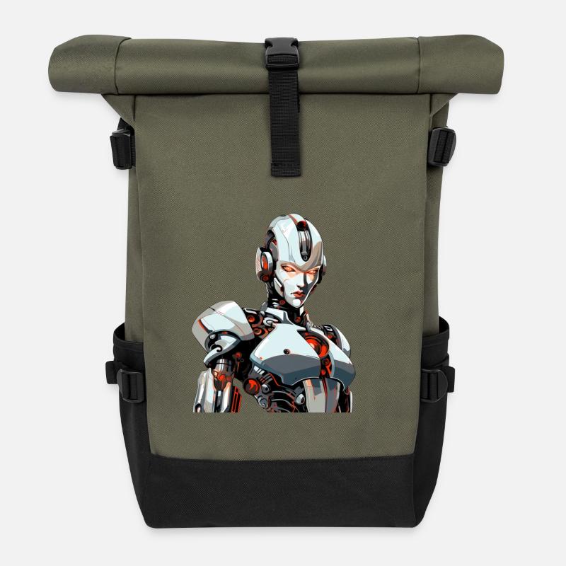 Futuristic Warrior - Rolltop Rucksack - Olive/Schwarz