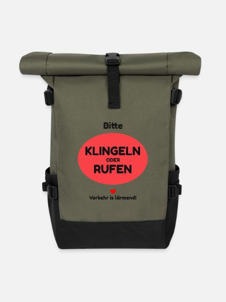 Klingeln oder rufen! - Rolltop Rucksack - Olive/Schwarz