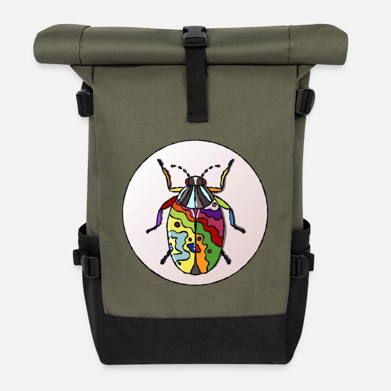 Lebender Regenbogenkäfer - Rolltop Rucksack - Olive/Schwarz