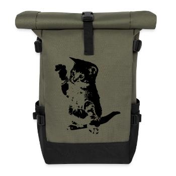 Katze - Rolltop Rucksack - Olive/Schwarz - Vorne