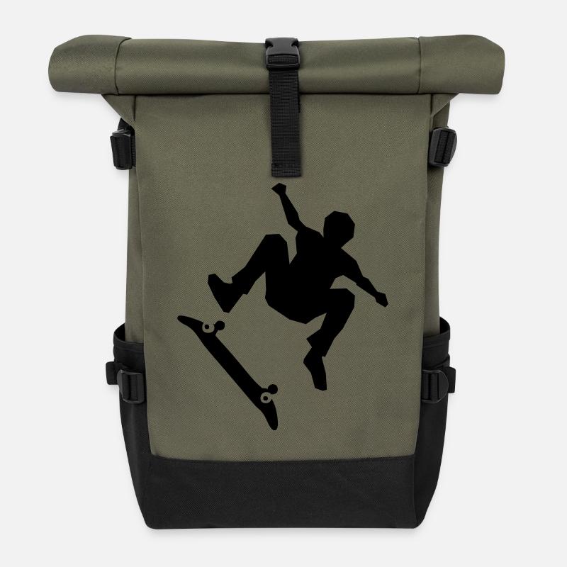 Skateboarder on skateboard - Rolltop Rucksack - Olive/Schwarz
