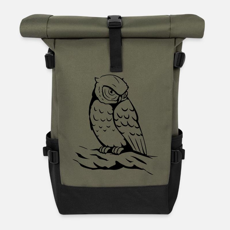 Eule - Rolltop Rucksack - Olive/Schwarz