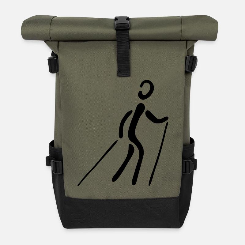 Nordic Walking - Rolltop Rucksack - Olive/Schwarz