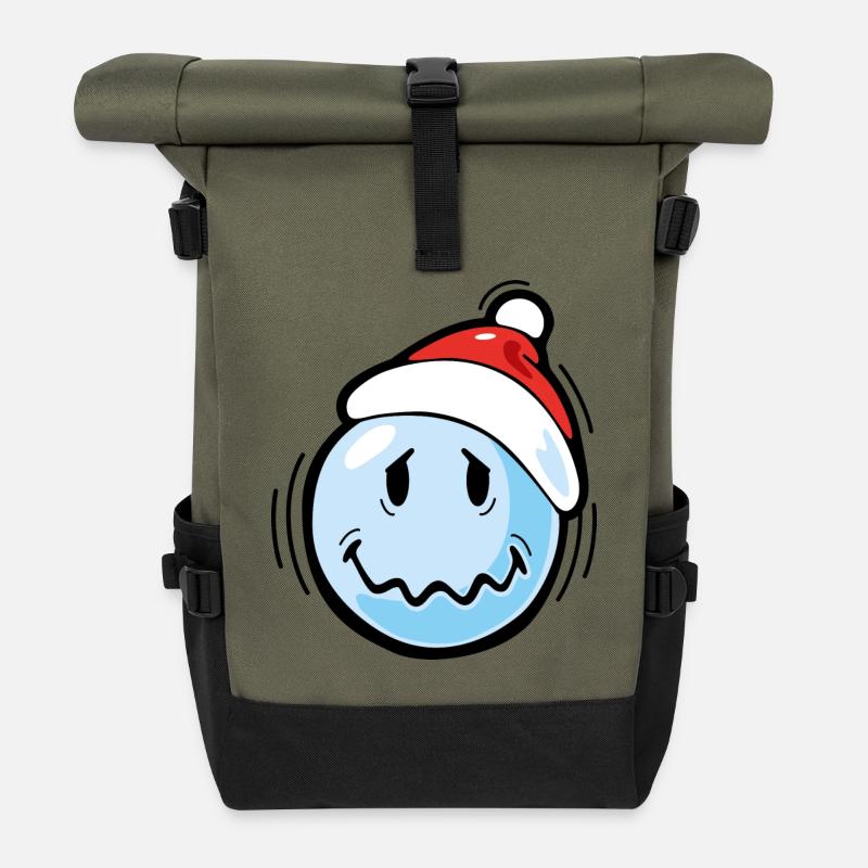 Smiley Winter Freezing - Roll Top Backpack - olive/black