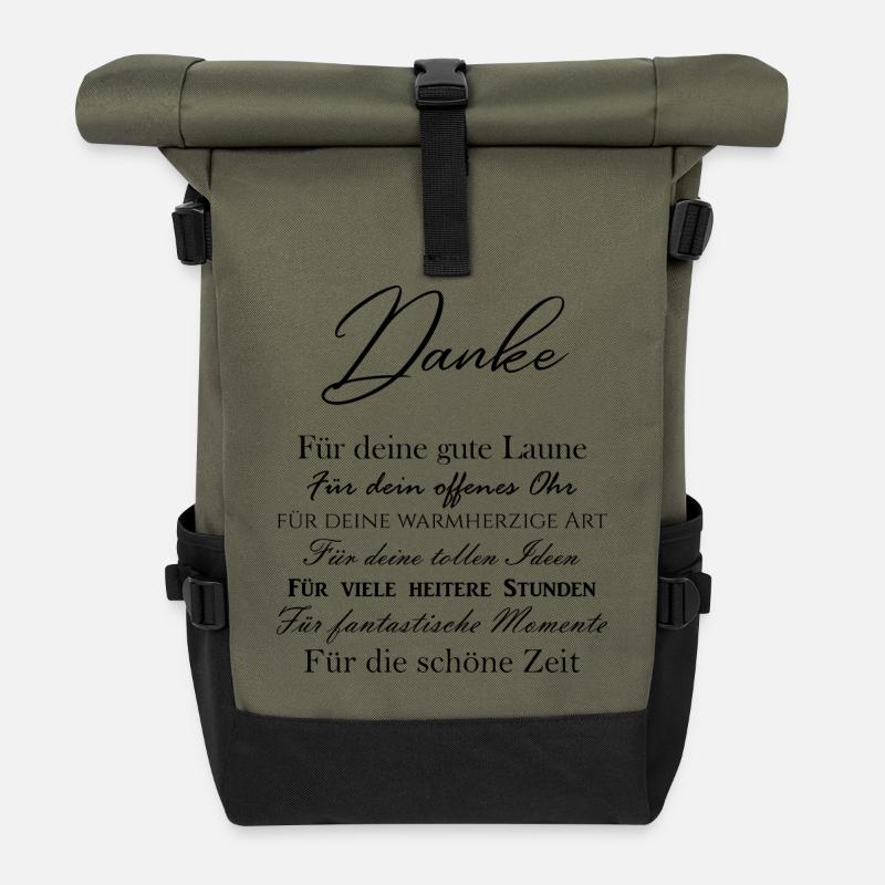 Danke Kollegen - Rolltop Rucksack - Olive/Schwarz