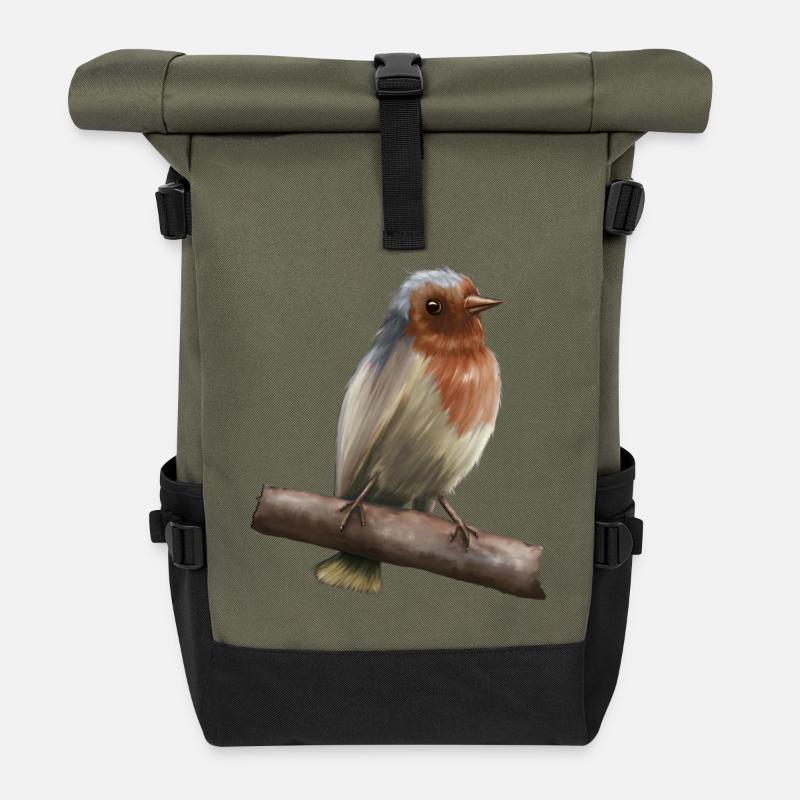 Rouge-gorge - Sac à dos roll top - olive/noir