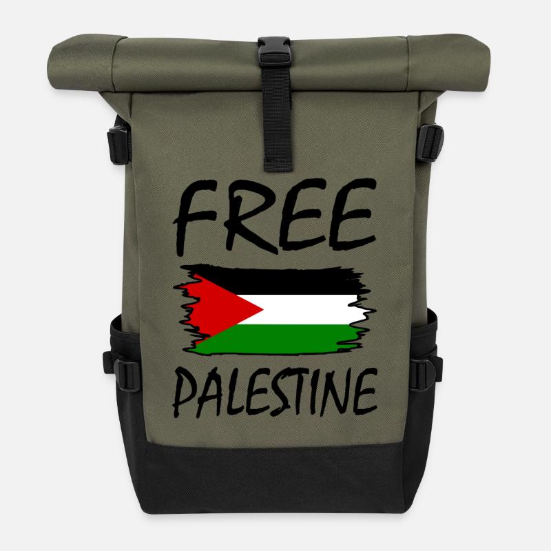 Free palestine - Sac à dos roll top - olive/noir
