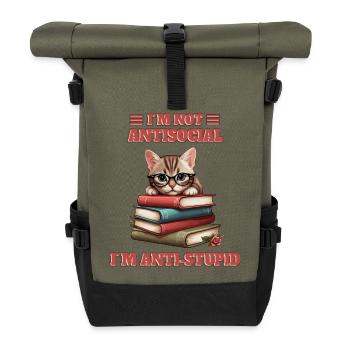 Clever Baby Cat - Roll Top Backpack - olive/black - Front