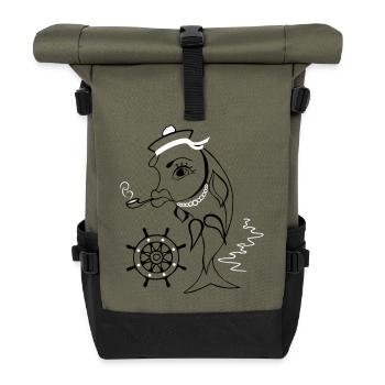 Matrose, Fisch, Ahoi - Rolltop Rucksack - Olive/Schwarz - Vorne