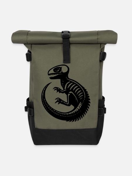 Dinosaurier-Fossil - Rolltop Rucksack - Olive/Schwarz