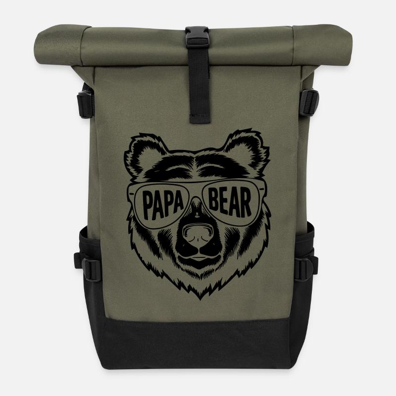 papa ours - Sac à dos roll top - olive/noir