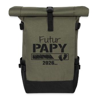 Zukünftiger Opa 2026 Geschenk, der bald Opa sein wird - Rolltop Rucksack - Olive/Schwarz - Vorne