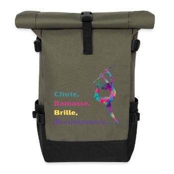 Chute-_Ramasse-_Recommence-- - Sac à dos roll top - olive/noir - Devant