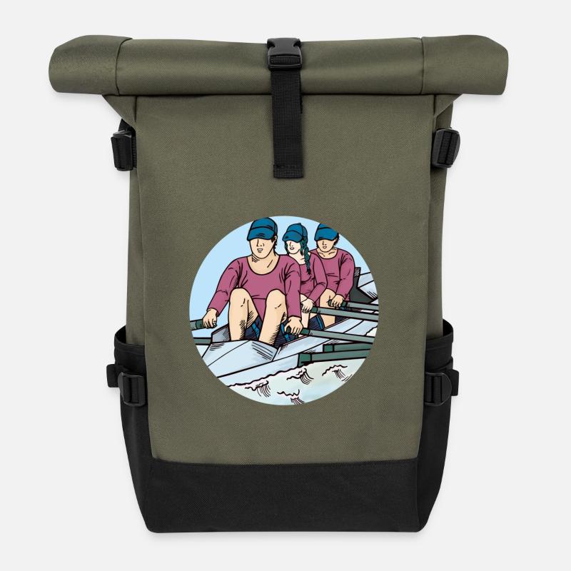 Équipe d'aviron de sport - Sac à dos roll top - olive/noir