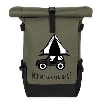 Dachzelt Auto Camping Offroad Autodachzelt Outdoor - Rolltop Rucksack - Olive/Schwarz - Vorne