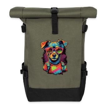 Chien - Sac à dos roll top - olive/noir - Devant