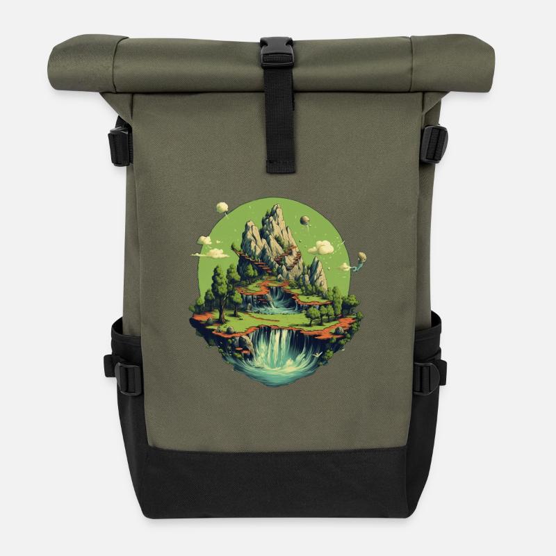 Landschaft - Rolltop Rucksack - Olive/Schwarz