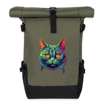 Katze - Rolltop Rucksack - Olive/Schwarz - Vorne