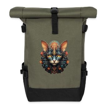 Katze - Rolltop Rucksack - Olive/Schwarz - Vorne
