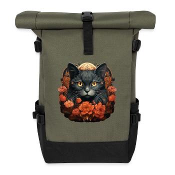 Katze - Rolltop Rucksack - Olive/Schwarz - Vorne