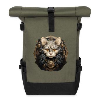 Katze - Rolltop Rucksack - Olive/Schwarz - Vorne