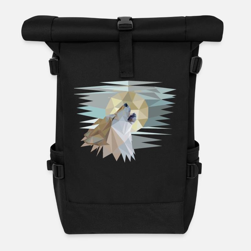 Howling Wolf - Roll Top Backpack - black