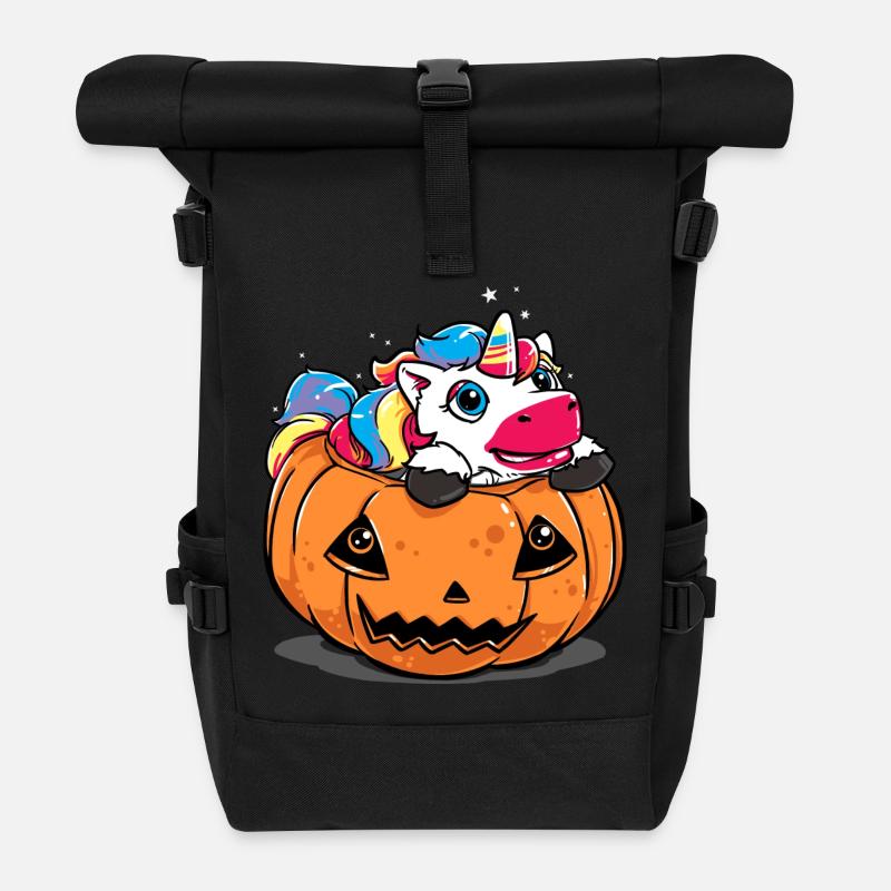 Halloween Kostüm lustig Katze süß Kürbis Geschenk - Rolltop Rucksack - Schwarz