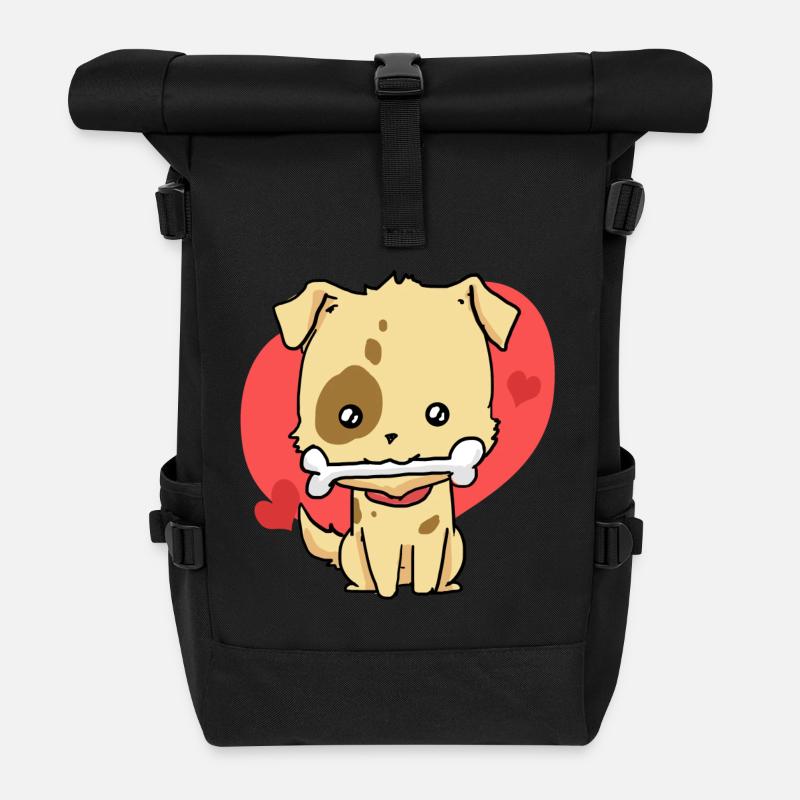 chien - Sac à dos roll top - noir