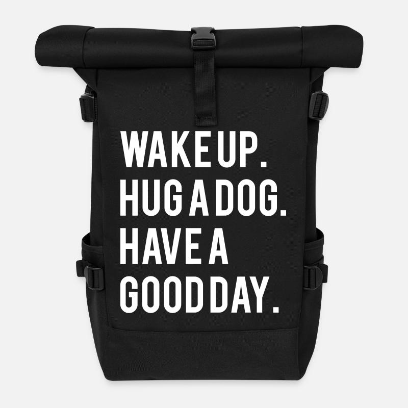 Wake up hug a dog - Rolltop Rucksack - Schwarz