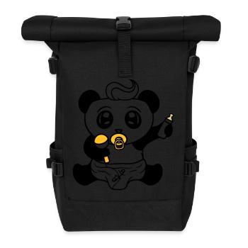 child baby rattle pacifier diaper little boy s - Roll Top Backpack - black - Front