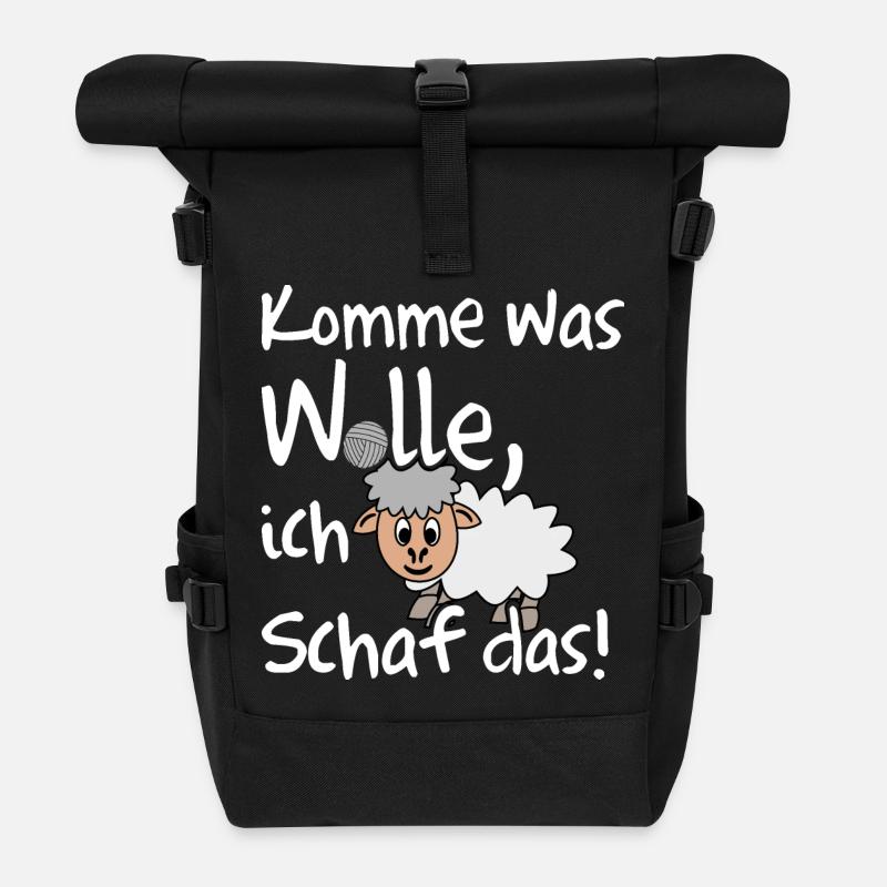 Ich schaffe das, ich Schaf das lustiges Motiv - Rolltop Rucksack - Schwarz