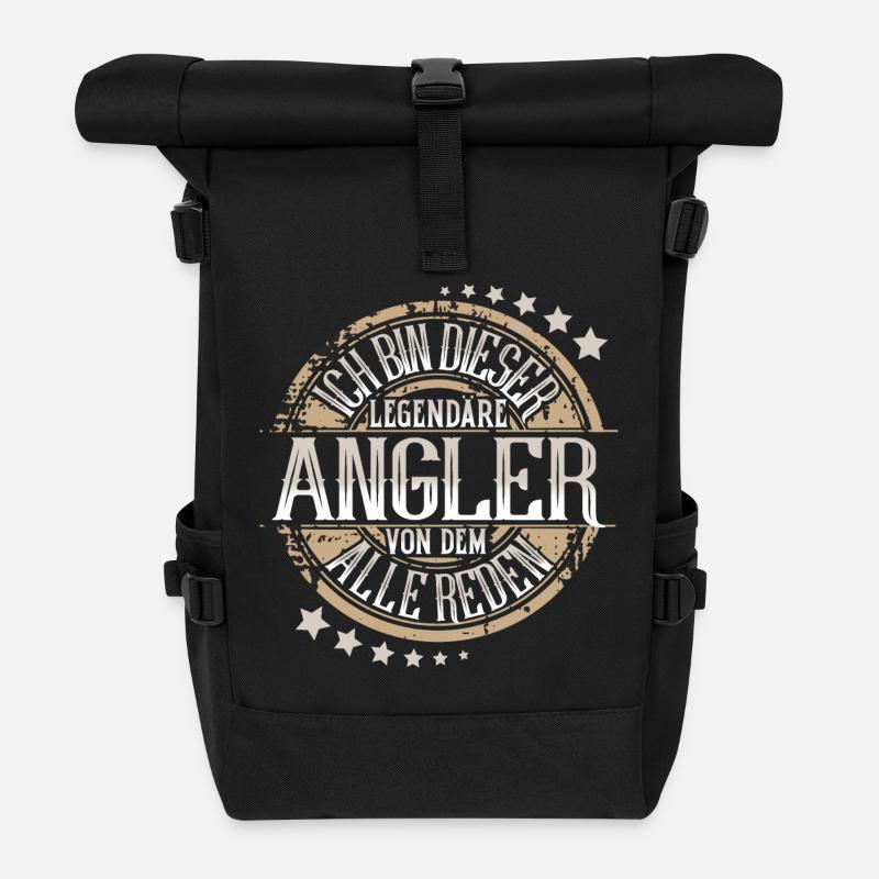 Angler Angeln - Rolltop Rucksack - Schwarz