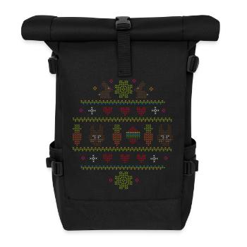 Motifs de Pâques dans le style de patron de tricot pour Pâques - Sac à dos roll top - noir - Devant