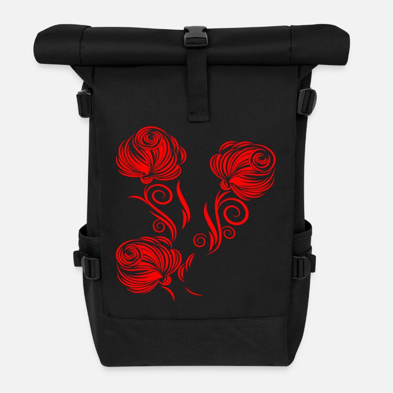 Rosen, Blumen, Garten - Rolltop Rucksack - Schwarz