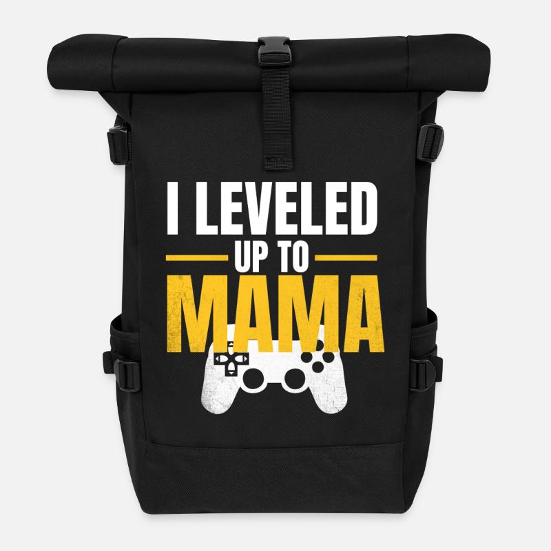 Gamer Mom LevelUp Design - Roll Top Backpack - black