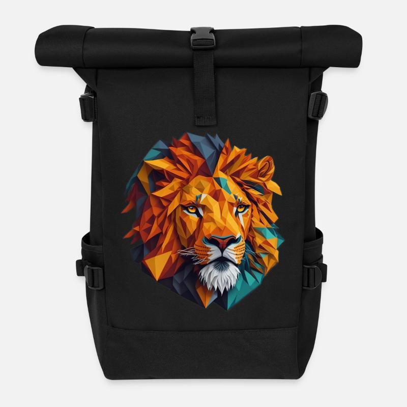 Löwenkopf - Rolltop Rucksack - Schwarz