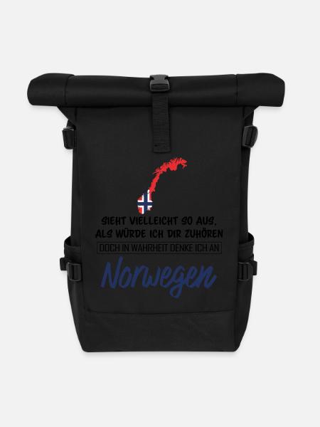 In Wahrheit denke ich an Norwegen - Rolltop Rucksack - Schwarz