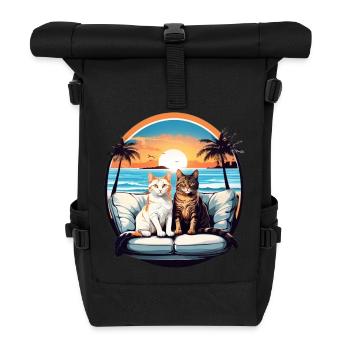 Katzen am Meer - Rolltop Rucksack - Schwarz - Vorne