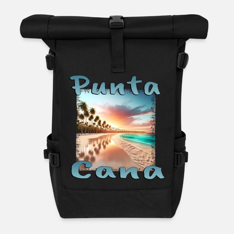 Punta Cana Traumstrand bei Sonnenuntergang - Rolltop Rucksack - Schwarz