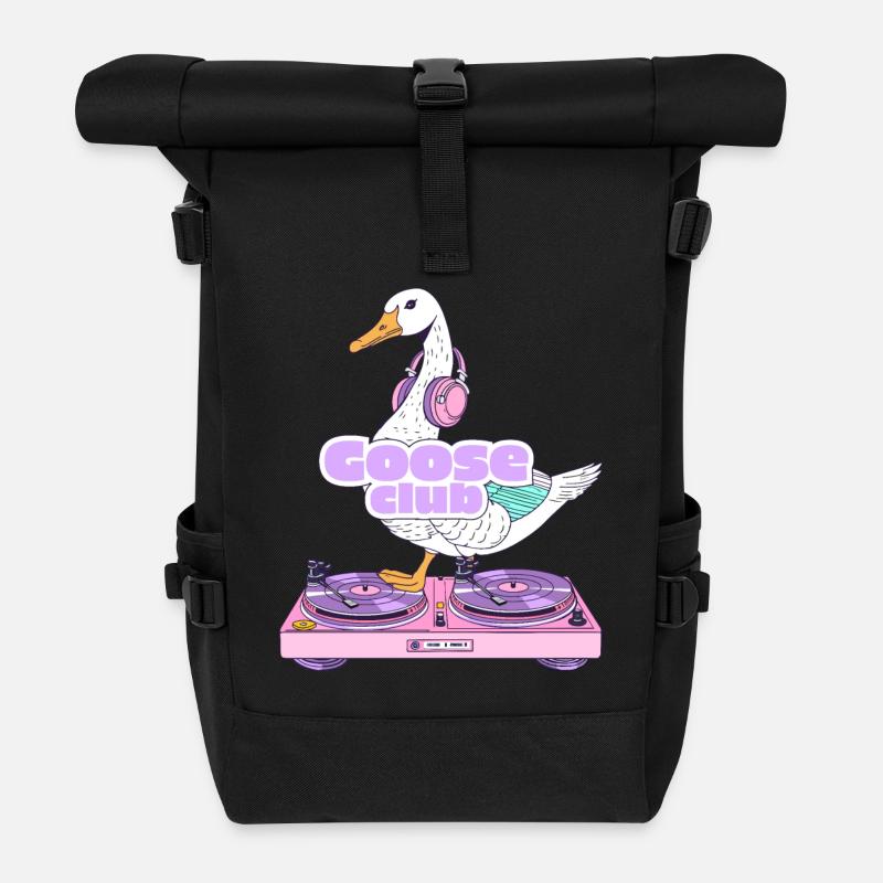 DJ Goose Club Illustration - Rolltop Rucksack - Schwarz
